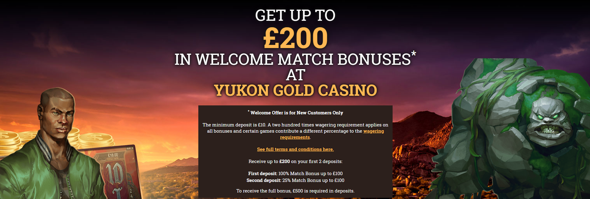 Bonus de bienvenue Yukon Gold